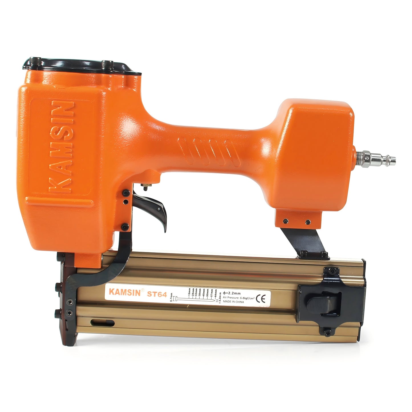 Clavadora neumática de concreto KAMSIN ST64 de calibre 14 con 400 clavos de concreto en T de 3/4", clavadora de concreto de 3/4" a 2-1/2" para clavado de concreto de alta resistencia, cubiertas, contrapisos, revestimientos y sofitos.