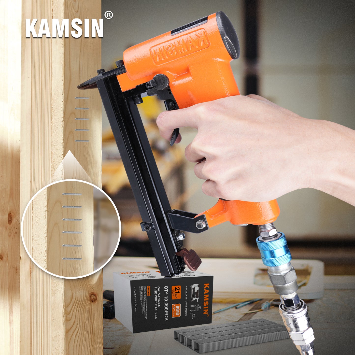 KAMSIN 80 Series 21 Gauge 1/2'' (12.8mm) Crown Upholstery Staples, 10000PCS