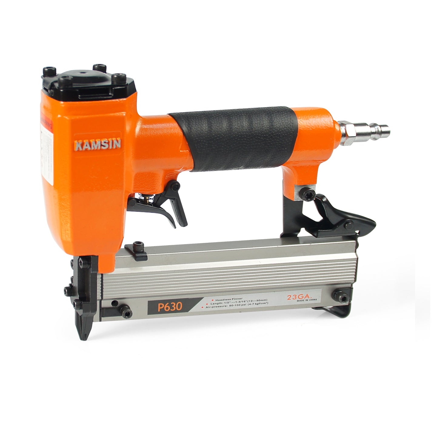 KAMSIN P630 23 Gauge Pneumatic Headless Pin Nailer, 1/2-Inch to 1-3/16-Inch Leg Length, Air Power Micro Pinner With Safety For Furniture, Cabinets, Interior Decoration