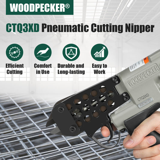 Woodpecker CTQ3XD-CTQ6XD Pneumatic Cutting Nipper for 3-6mm Diameter Automatic Industrial Air Power Cutter Bolt Cutter Wire Clipper Shears Heavy Duty Wire Cutting Tool for Steel Wire, Wire Cages, Wire Cutting