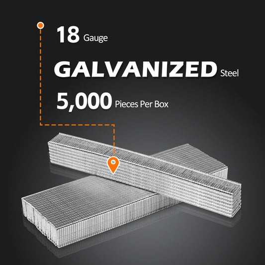 KAMSIN F12 Clavos Brad, Clavos Brad Galvanizados de Calibre 18, Clavos de Acabado de 1/2 pulgada (12 mm) de Longitud (5,000 PIEZAS por Caja) Para Clavadora Brad