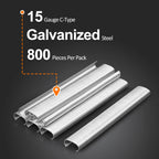 Anillas KAMSIN C27 - Grapas tipo C galvanizadas de calibre 15, corona interior de 15/16" (23.4 mm) - Compatibles con pistola de anillas neumática C7 para jaulas, cercas y proyectos de bricolaje