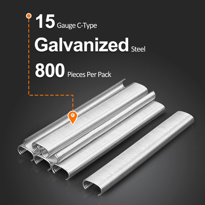 KAMSIN C27 Hog Rings- 15 Gauge Galvanized C-Type Staples, 15/16"(23.4mm) Inner Crown - Compatible with C7 Air Hog Ring Gun for Cages, Fencing, and DIY Projects