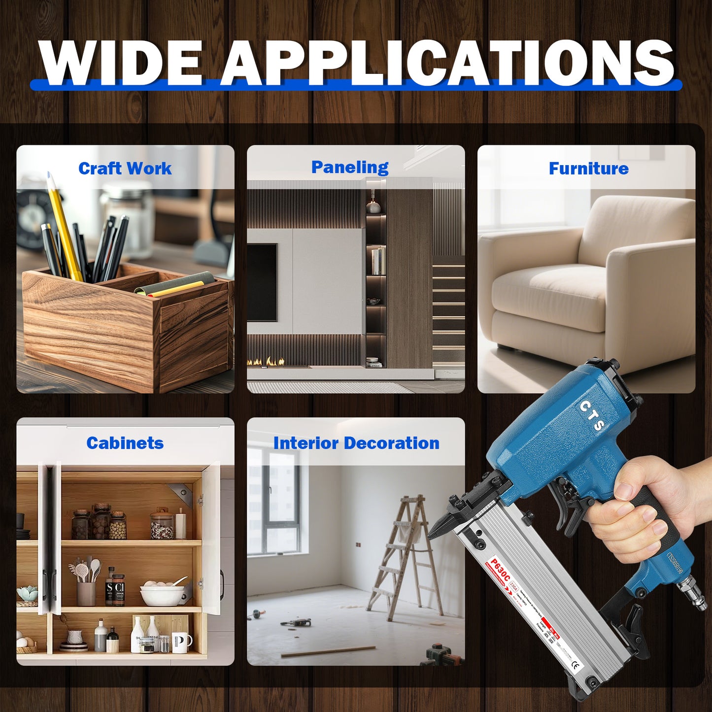 P630C Pneumatic Headless Pin Nailer, 23 Gauge Air Power Nail Gun, Drives 1/2-Inch to 1-3/16-Inch (12-30mm) Headless Micor Pins with Dual Trigger Safety for Cabinets, Interior Decoration