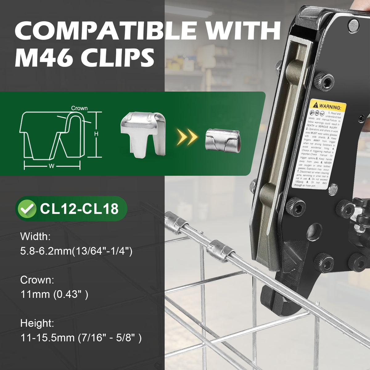 WOODPECKER M46 Pneumatic Clinching Clipper Hartco Clinching Tool Industrial Clip Gun for Spring Mattress, Car Seat