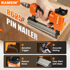 KAMSIN P625 23 Gauge Pneumatic Headless Pin Nailer, 12-25mm Leg Length Air Power Micro Pinner For Furniture, Cabinets, Interior Decoration
