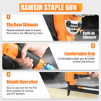 KAMSIN #KN8016 Agrafeuse pneumatique à fil fin de calibre 21, agrafes à couronne de 1/2 pouce, longueur de jambe de 1/4 à 5/8 pouce Pistolet à agrafes de rembourrage électrique pour meubles, armoires, literie, cadres photo