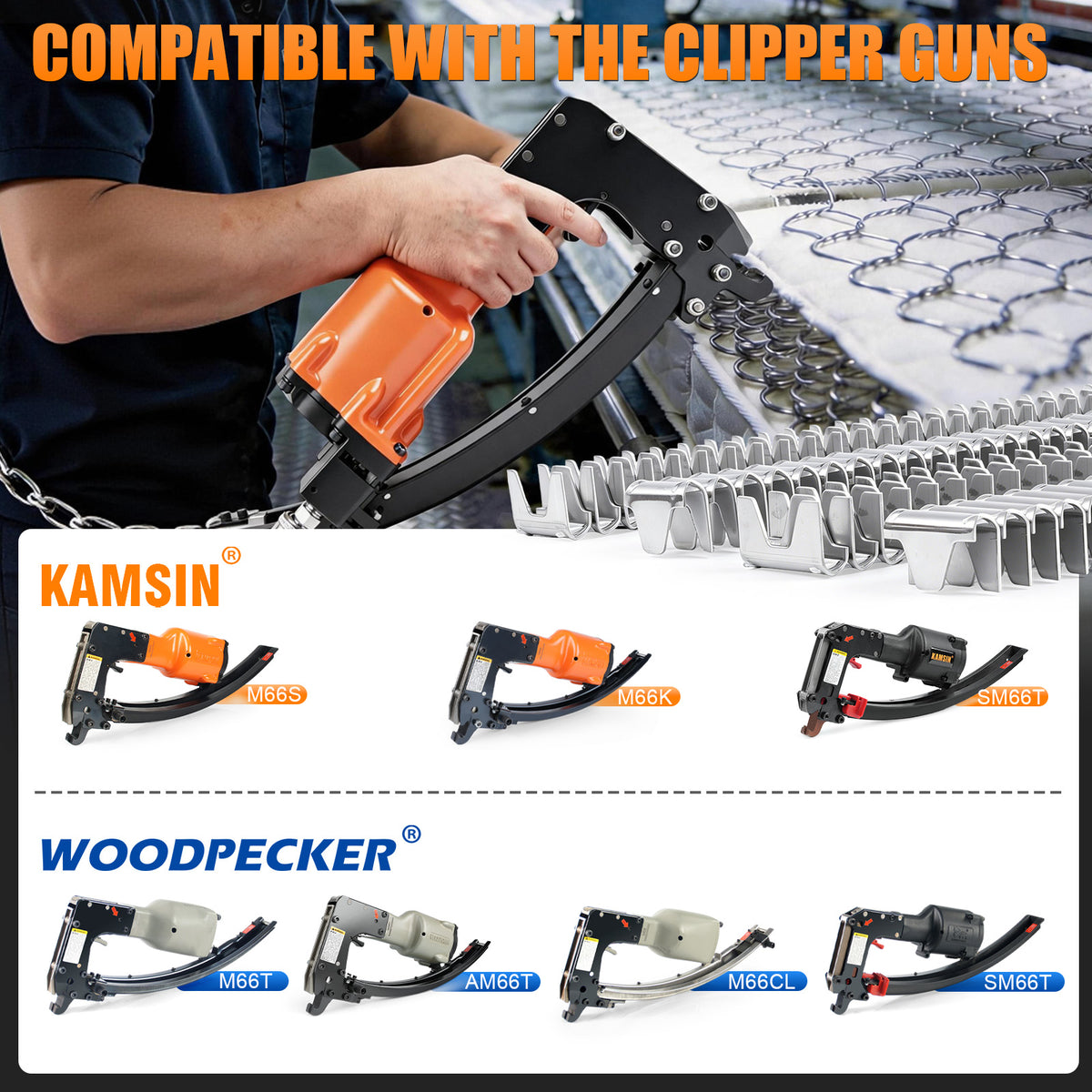 KAMSIN M66 Series 304 Stainless Steel Vertex Clips Hartco Clips, for M66 Clinch Clipper Gun, M66 Series Clinching Tools
