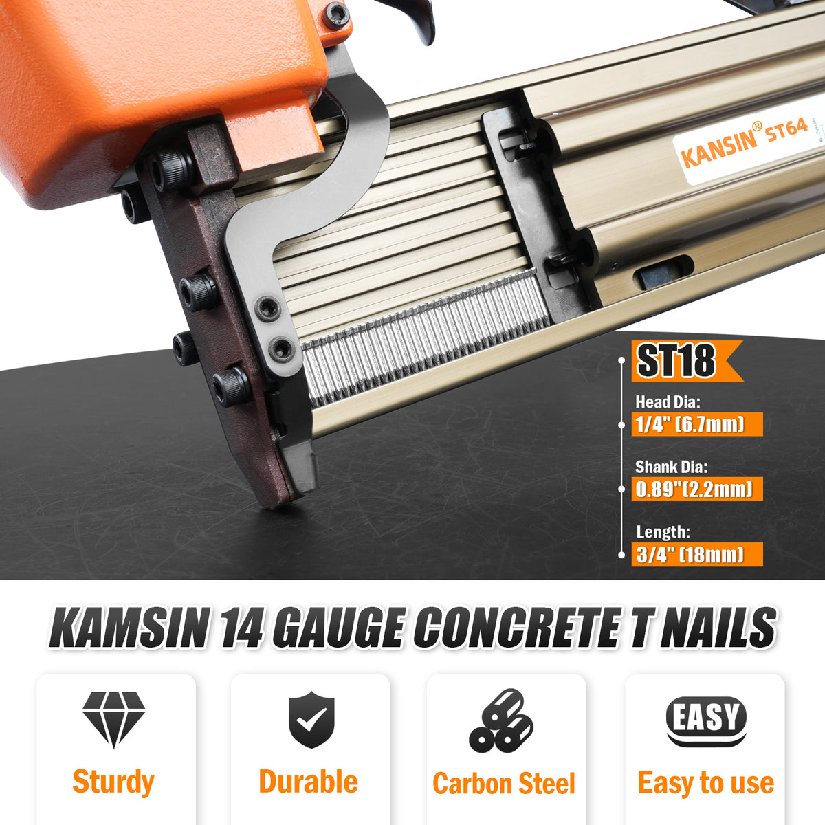 Woodpecker ST64 14 Gauge Heavy Duty Pneumatic Concrete T Nailer Kit with 400PCS ST18 and 800PCS ST18-ST64 Concrete T Nails