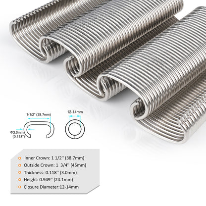 KAMSIN C50 11 Gauge Manual Snap Rings 1 3/4-Inch Crown for Hog Ring Gun 13.5-14mm Closure Diameter Zinc-Aluminum Alloy C Ring Staples for Wire Cages, Mattress, Gabion
