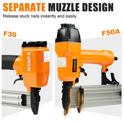 KAMSIN F50A 18 Gauge Pneumatic Brad Nailer With Safety, Accepts 3/8-Inch to 2-Inch (10-50mm) Brad Nails, Air Power Brad Nail Gun, Finish Nailer for Cabinets, Furniture, Upholstering, Woodworking