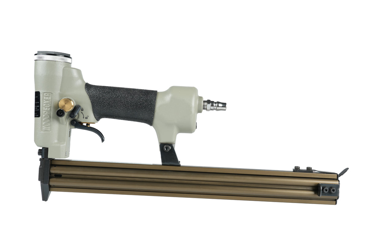 Clavadora neumática de clavos sin cabeza Woodpecker F30S de 18 gauge, de 3/8 a 1-3/16 pulgadas (10-30 mm) de longitud, clavadora neumática de disparo continuo, clavadora de acabado de seguridad para manualidades en madera
