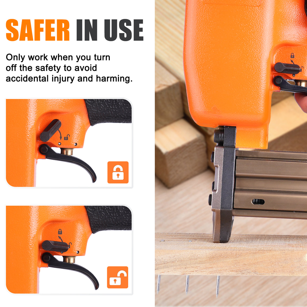 KAMSIN ST38H 14 Gauge Pneumatic Concrete T Nailer, Accepts 3/4” to 1-1/2” (18-38mm) Length Concrete T Nails, Great for furniture, ceiling and low-concrete