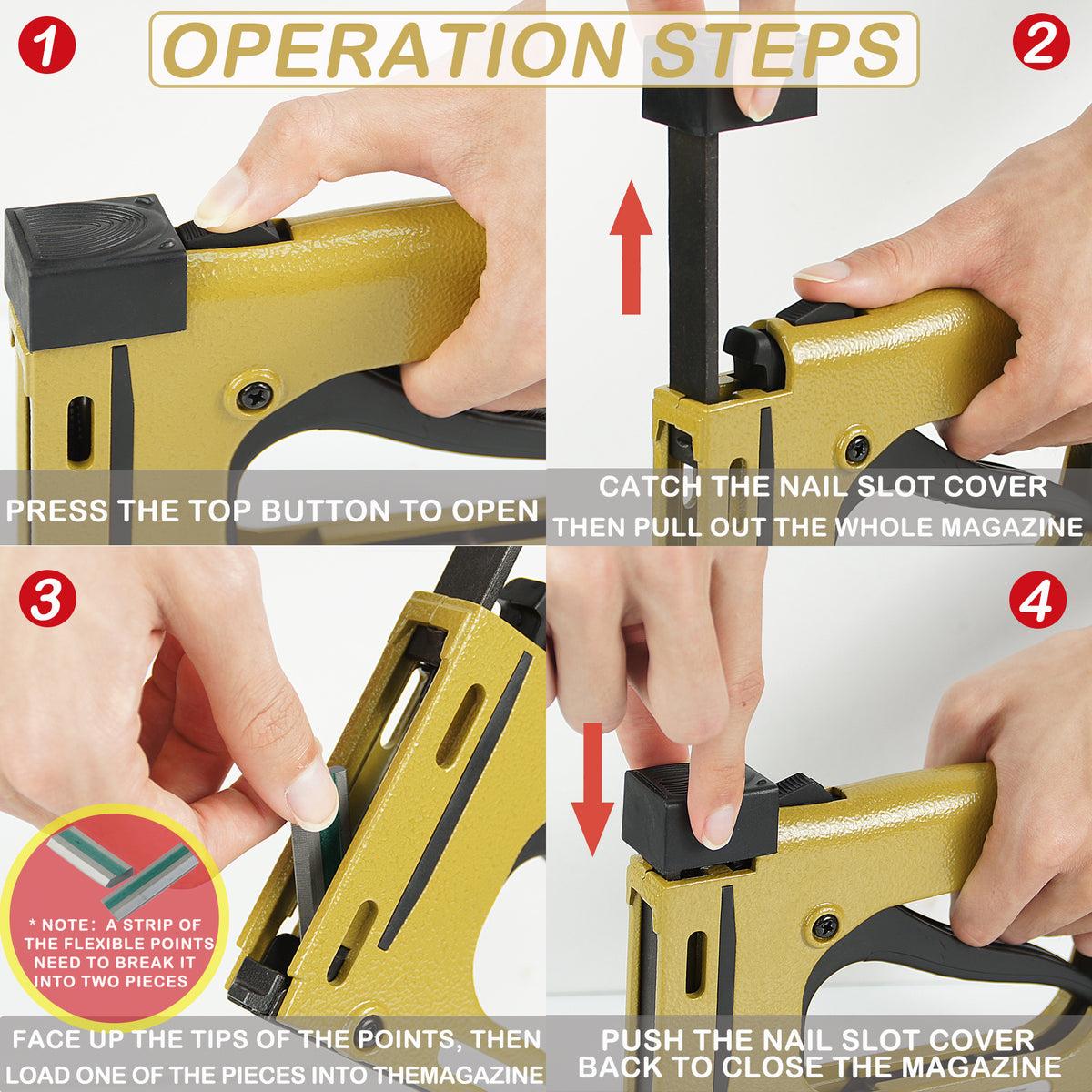 HM515 Fijador de Puntos, Herramienta Manual para Enmarcar con 1000 Puntos Flexibles, Tachadora de Puntos Flexibles Ligera de 15mm (5/8") de Largo para Uniones de Marcos de Cuadros DIY