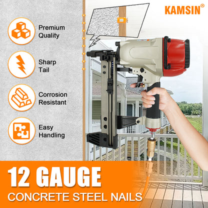 KAMSIN Mechanical Galvanized Smooth Shank Plastic Collated Concrete and Steel Nails Drive Pins, 3/4''- 1 1/2'' (19-38mm), 1000PCS/BOX