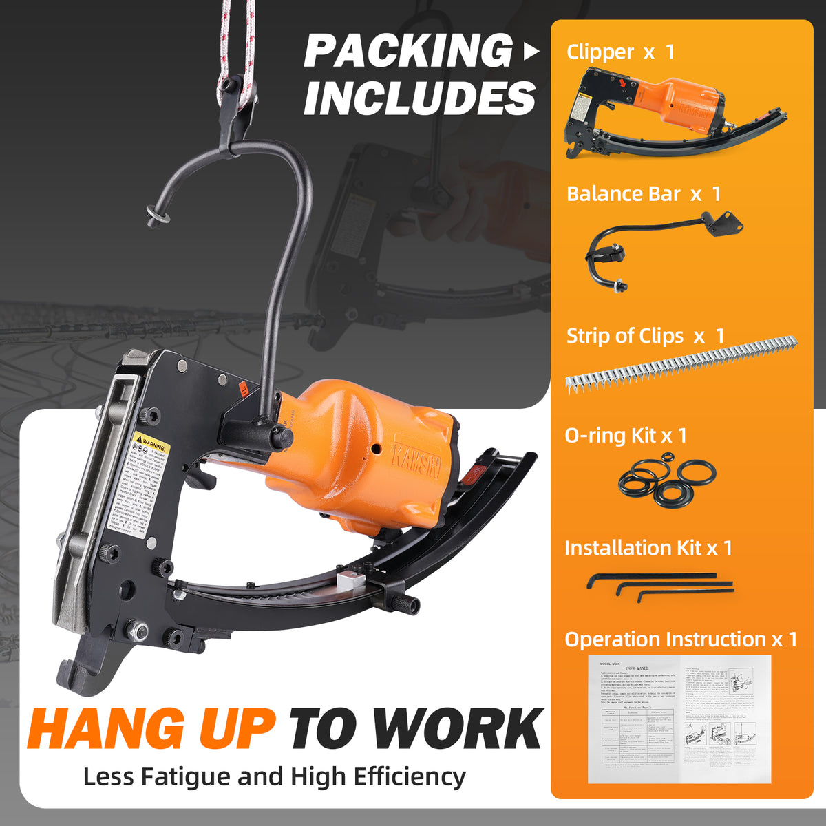 KAMSIN M66K Pneumatic Clinch Clip Tool, Air Clinching Clipper, Vertex Fastening Clip Gun Industrial Clinching Tool for Spring Mattress, Car Seat