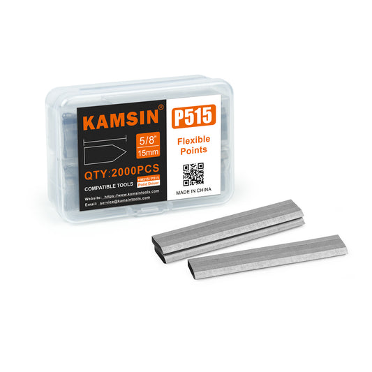 P515 Puntas Flexibles, 9/16 pulgadas (15mm) de largo, Compatible con Engatilladora de Puntos de Doble Impulsión para Enmarcado (2000PZAS/CAJA)