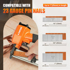KAMSIN P625 23 Gauge Pneumatic Headless Pin Nailer, 12-25mm Leg Length Air Power Micro Pinner For Furniture, Cabinets, Interior Decoration