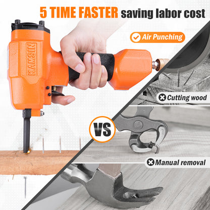 KAMSIN KT38 Pneumatic Nails Puller for Recycling/Removing Nails shank diameter of 3-5 mm (0.118"-0.196") Air Punch Nailer Air Power Nail Remover Gun Nail Puncher Heavy Duty Denailer Gun