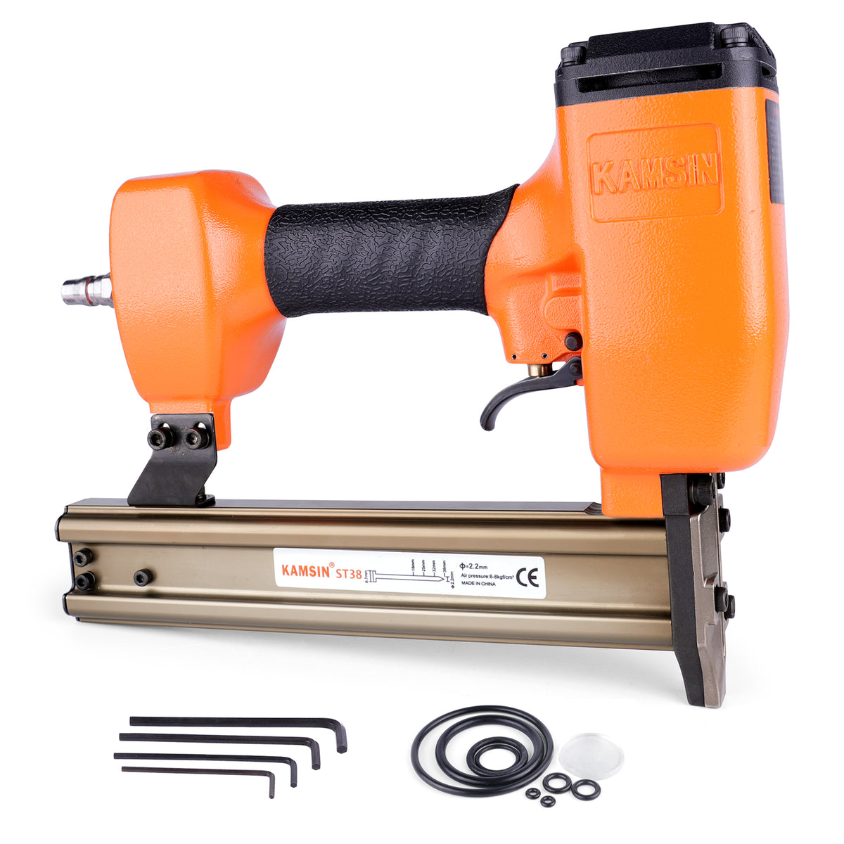 KAMSIN ST38H 14 Gauge Pneumatic Concrete T Nailer, Accepts 3/4” to 1-1/2” (18-38mm) Length Concrete T Nails, Great for furniture, ceiling and low-concrete