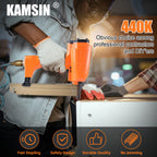KAMSIN 21K440 Agrafeuse pneumatique fil moyen de calibre 18, couronne 1/4" (5,8mm), avec verrouillage de sécurité, longueur d'agrafe 1 à 1 5/8 pouces (25-40mm) pour la tapisserie, les armoires, les moulures décoratives
