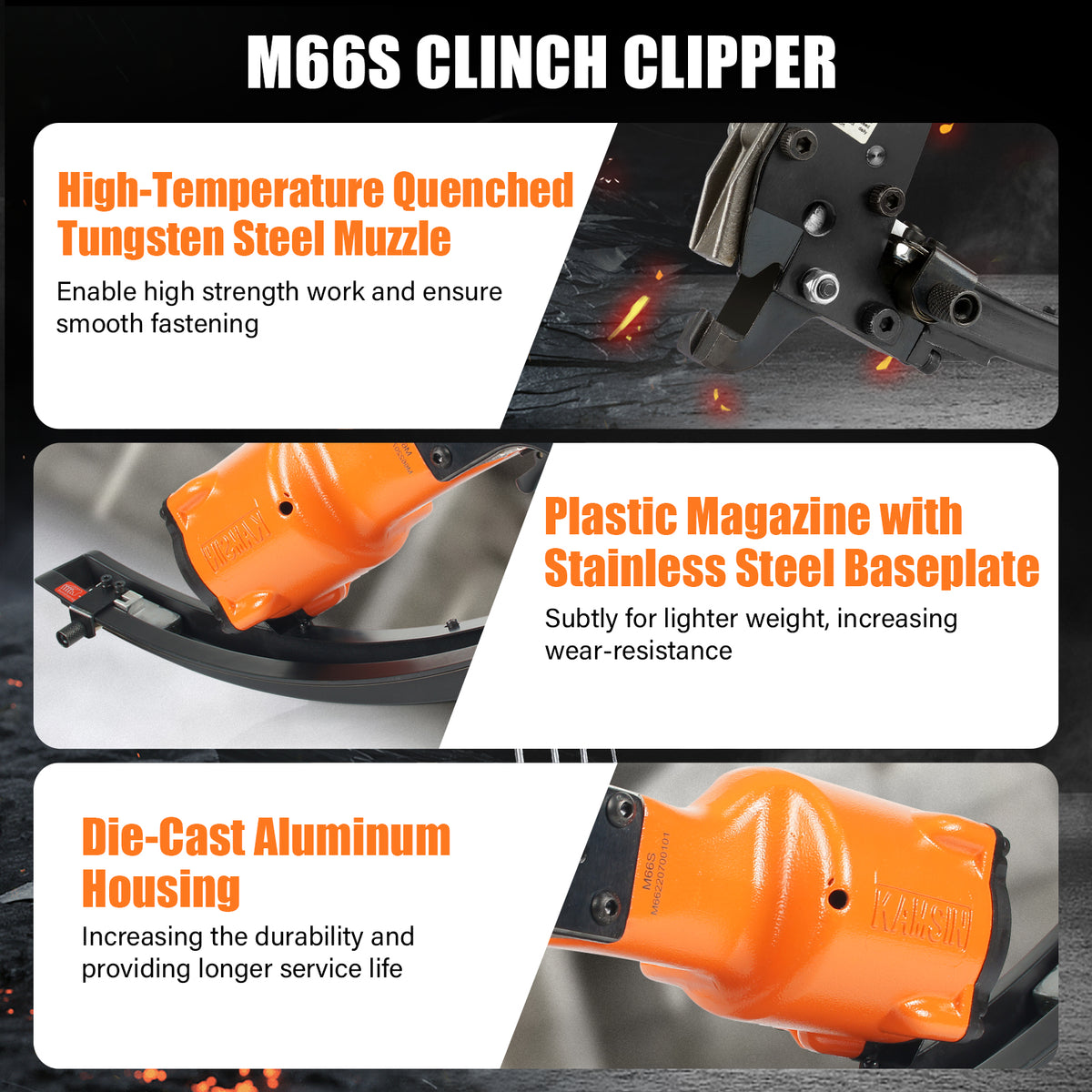KAMSIN M66S Pneumatic Lighter Clinching Clipper, Air Power Clinching Gun, Similar to  Hartco Clipper, Vertex Fastening Clipper Gun