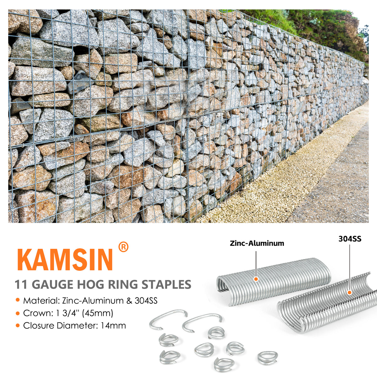KAMSIN C50 Alicates manuales de anillo de cerdo de calibre 11 Alicates de anillo de cerdo de corona de 1-1/2 pulgadas Grapadora de anillo C Diámetro de cierre de 13,5-14 mm Grapadora de anillo de cerdo para jaulas de alambre, sujeción de gaviones