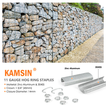 KAMSIN C50 11 Gauge Manual Hog Ring Plier 1-1/2-Inch Crown Hog Ring Plier C Ring Stapler 13.5-14mm Closure Diameter Hog Ring Stapler for Wire Cages, Gabion Fastening
