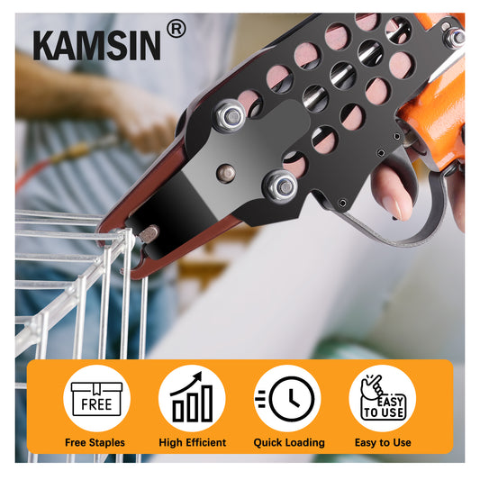 Combination of Kamsin K-SC7E 15 Gauge Pneumatic C Ring Gun Kit and 3/4-Inch Crown Hog Ring Staples