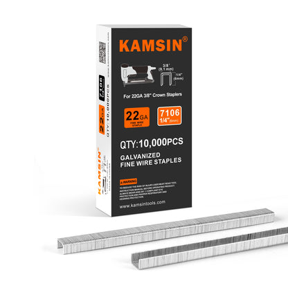 KAMSIN 71 Series 22 Gauge 3/8'' (9mm) Crown Upholstery Staples, 10000PCS