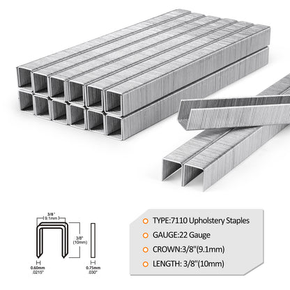 KAMSIN 71 Series 22 Gauge 3/8'' (9mm) Crown Upholstery Staples, 10000PCS