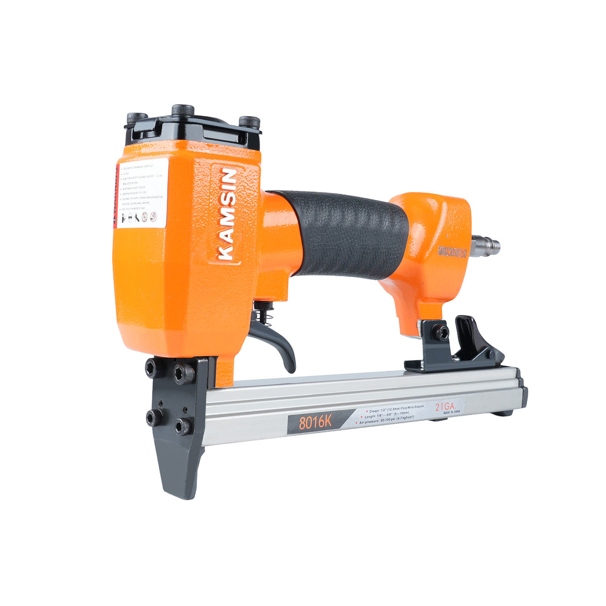 KAMSIN 8016K Grapadora Neumática para Tapicería - Serie 80 de Calibre 21, Corona de 1/2 pulgada, Longitud de Pata de 1/4 a 5/8 de pulgada, Grapadora de Alambre Fino para Muebles, Tableros Delgados, Sofás
