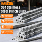 KAMSIN M66 Series 304 Stainless Steel Vertex Clips Hartco Clips, for M66 Clinch Clipper Gun, M66 Series Clinching Tools