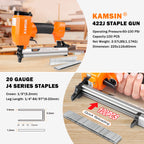 KAMSIN 422J Agrafeuse pneumatique pour tapisserie de calibre 20, agrafeuse pneumatique à couronne étroite réglable en profondeur, couronne de 1/4" (5 mm), longueur de jambe de 1/4 à 7/8 pouce (6-22 mm) pour la tapisserie de meubles