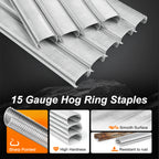 Anillas KAMSIN C27 - Grapas tipo C galvanizadas de calibre 15, corona interior de 15/16" (23.4 mm) - Compatibles con pistola de anillas neumática C7 para jaulas, cercas y proyectos de bricolaje