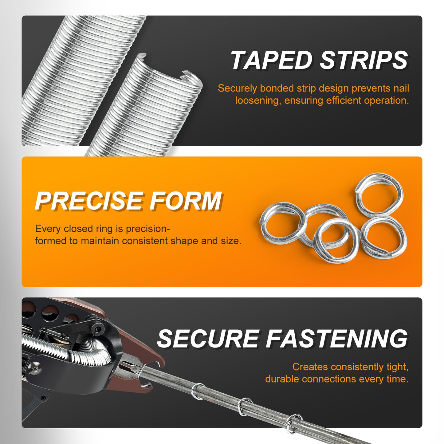 KAMSIN C27 Hog Rings- 15 Gauge Galvanized C-Type Staples, 15/16"(23.4mm) Inner Crown - Compatible with C7 Air Hog Ring Gun for Cages, Fencing, and DIY Projects