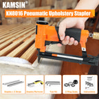 KAMSIN #KN8016 Agrafeuse pneumatique à fil fin de calibre 21, agrafes à couronne de 1/2 pouce, longueur de jambe de 1/4 à 5/8 pouce Pistolet à agrafes de rembourrage électrique pour meubles, armoires, literie, cadres photo