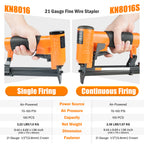 KAMSIN #KN8016 Agrafeuse pneumatique à fil fin de calibre 21, agrafes à couronne de 1/2 pouce, longueur de jambe de 1/4 à 5/8 pouce Pistolet à agrafes de rembourrage électrique pour meubles, armoires, literie, cadres photo