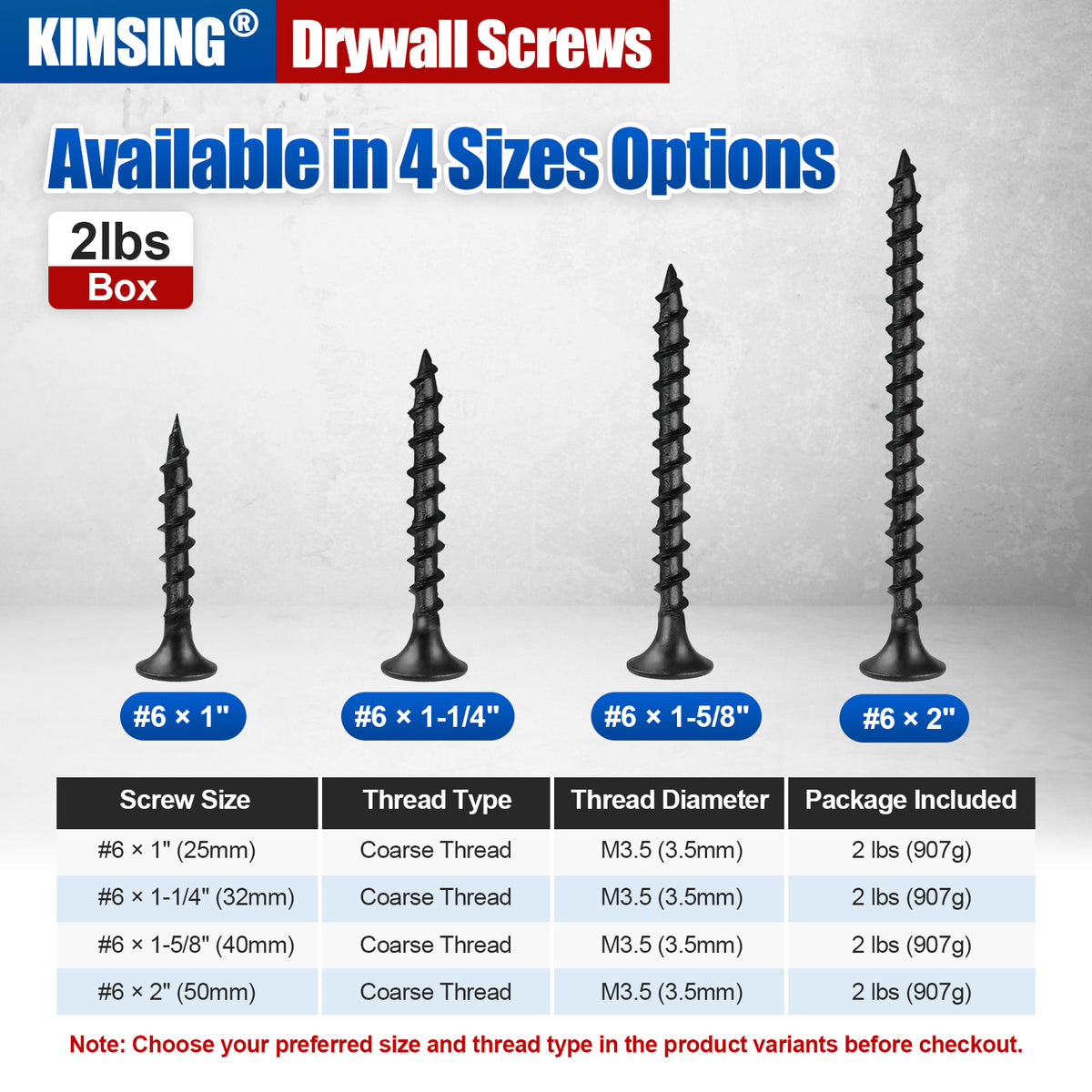Tornillos para paneles de yeso 2 lb/caja, #6 x 1 rosca gruesa o rosca fina, cabeza de corneta #2, tornillos para madera Phillips con acabado de fosfato negro M3.5, tornillos de punta afilada