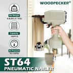 Woodpecker ST64 14 Gauge Heavy Duty Pneumatic Concrete T Nailer Kit with 400PCS ST18 and 800PCS ST18-ST64 Concrete T Nails