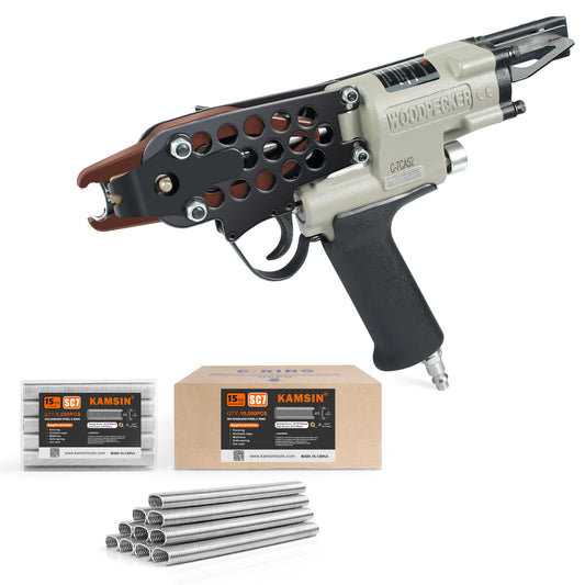 Combinación del kit de pistola de aire de anillos de cerdo C-7CA52 y grapas de anillos de cerdo de corona de 3/4 de pulgada