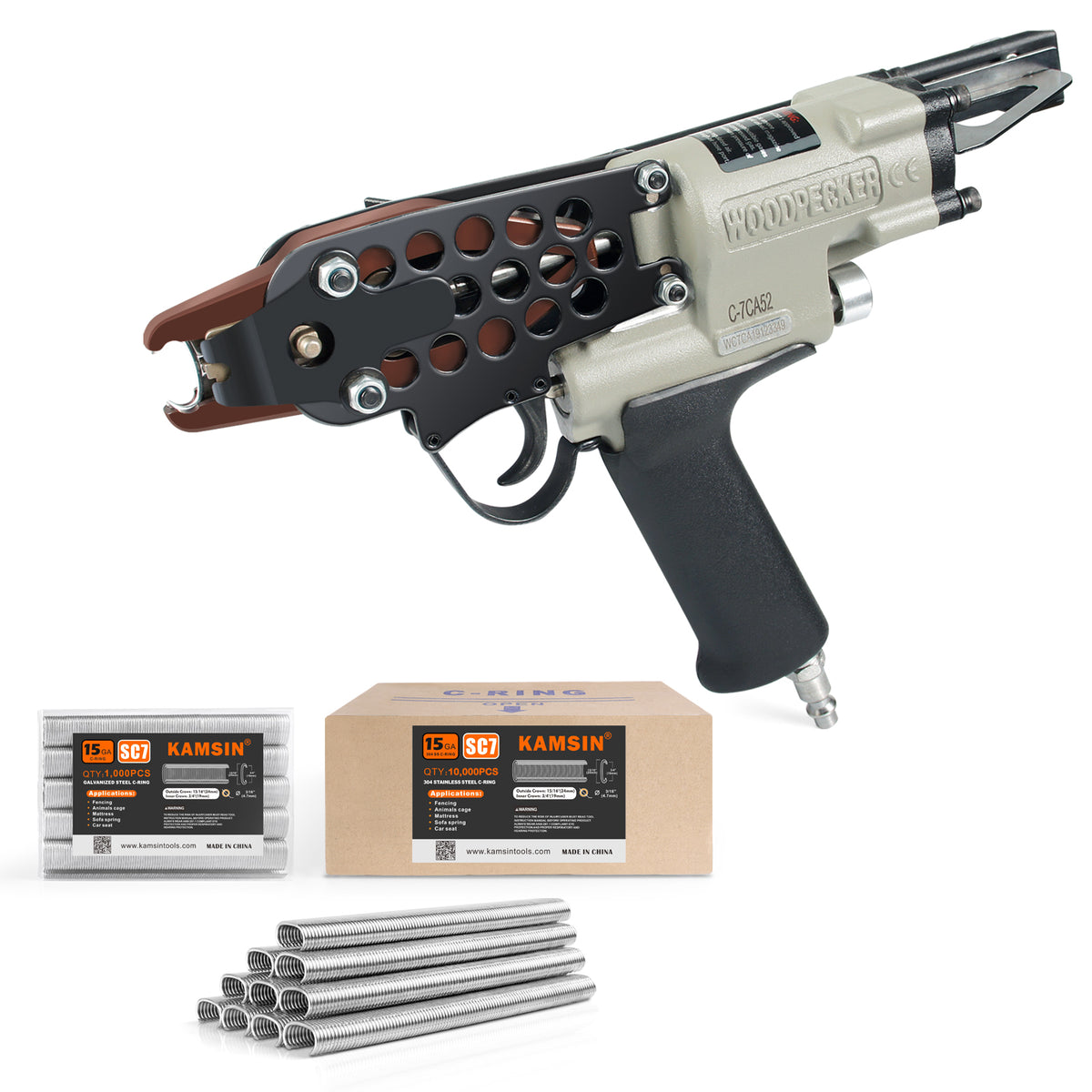 Combination of C-7CA52 Pneumatic Hog Ring Gun Kit and 3/4-Inch Crown H ...