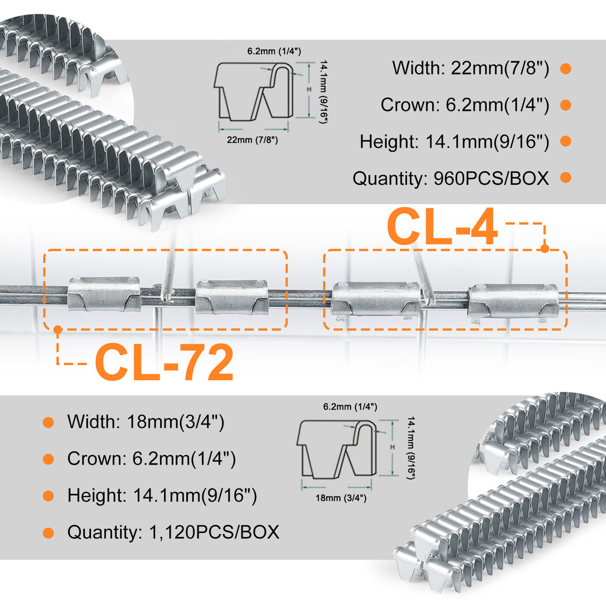 KAMSIN M66K Pneumatic Clinching Clipper with Galvanized Clinch Clips for Spring Mattress, Car Seat