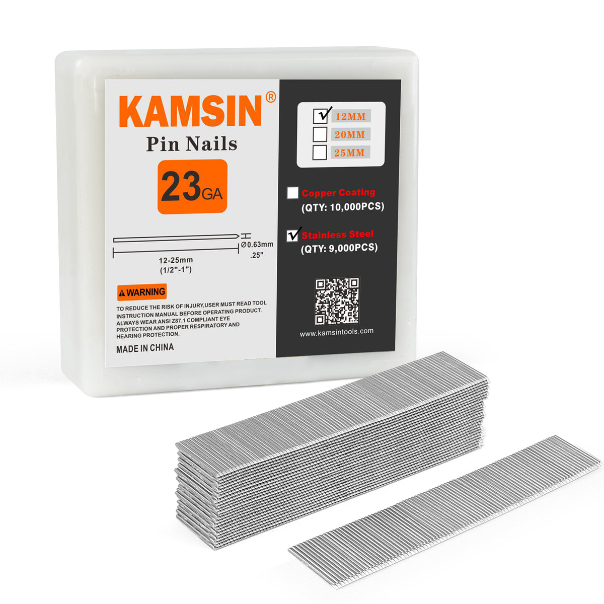 KAMSIN 23 Gauge Headless Pin Nails, 1/2''- 1 3/8'' (12-35MM), Copper and Stainless Steel for Headless Pin Nailer