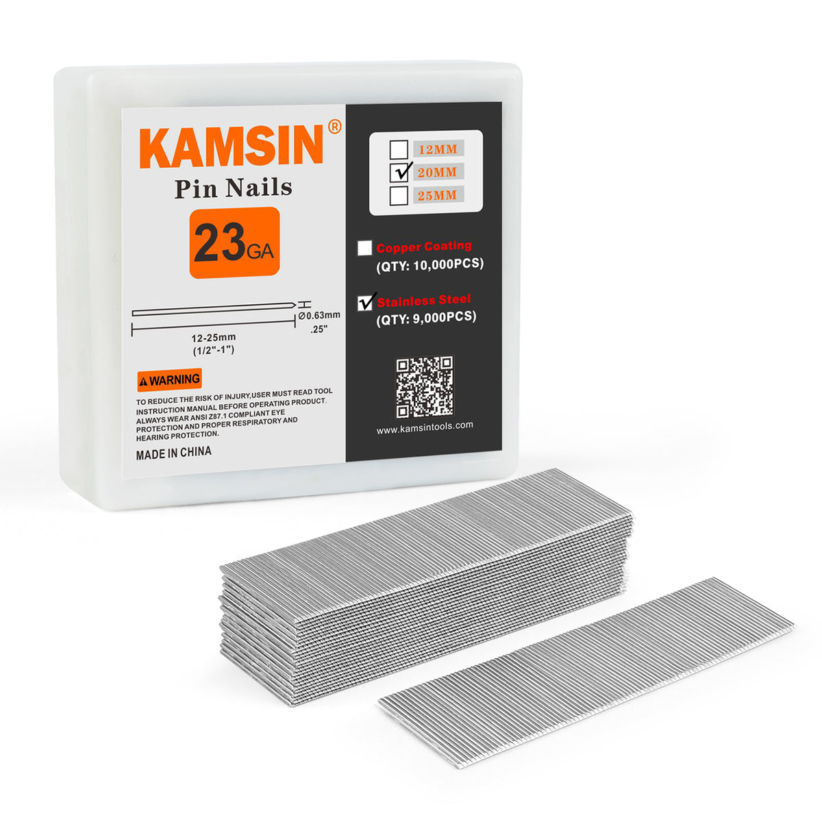 KAMSIN 23 Gauge Headless Pin Nails, 1/2''- 1 3/8'' (12-35MM), Copper and Stainless Steel for Headless Pin Nailer