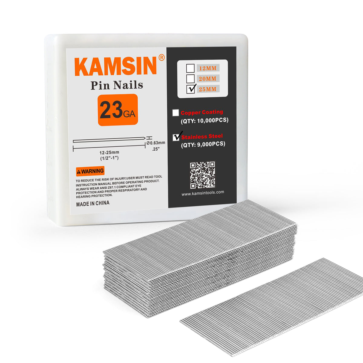 KAMSIN 23 Gauge Headless Pin Nails, 1/2''- 1 3/8'' (12-35MM), Copper and Stainless Steel for Headless Pin Nailer