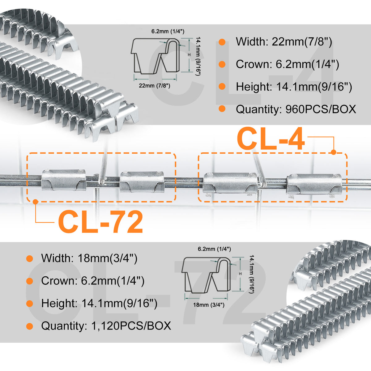 KAMSIN M66 Series Galvanized Vertex Clips, for Hartco M66 Clinch Clipper Gun, M66 Series Clinching Tools