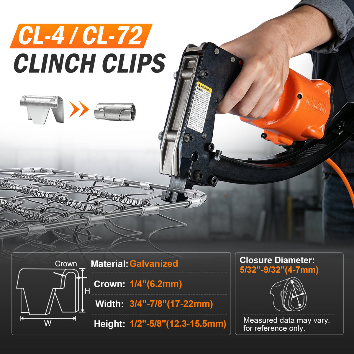 KAMSIN M66K Pneumatic Clinch Clip Tool, Air Clinching Clipper, Vertex Fastening Clip Gun Industrial Clinching Tool for Spring Mattress, Car Seat