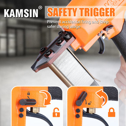KAMSIN 21N838 16 Gauge Pneumatic Construction Stapler, 7/16'' Crown Stapler, Medium Crown Stapler for Sheathing, Roof Decking