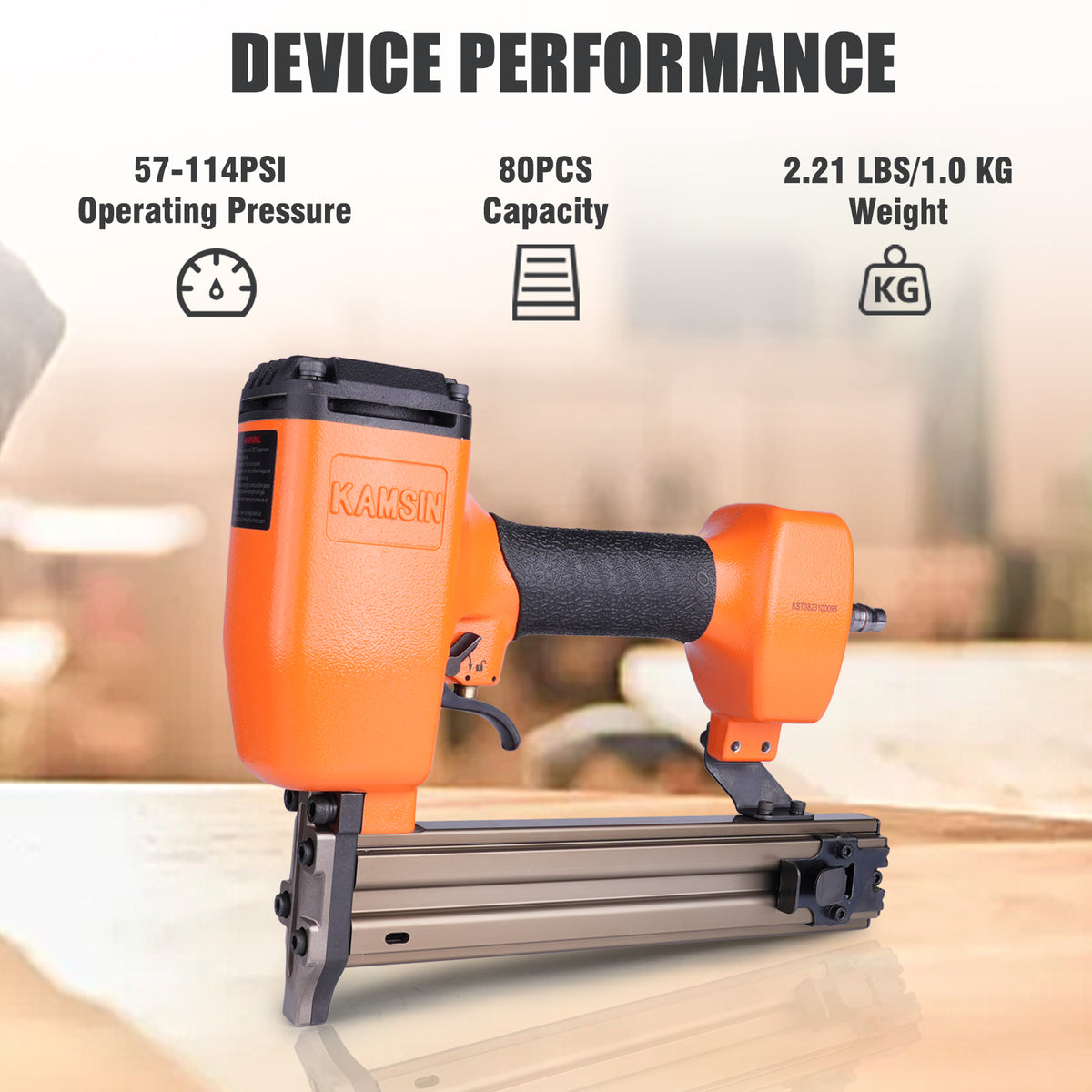 KAMSIN ST38H 14 Gauge Heavy Duty Pneumatic Concrete T Nailer Kit with 800 PCS Concrete T Nails